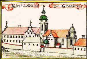 Kirch u. Schlos zu Grosburg - Zamek i kościół, widok ogólny